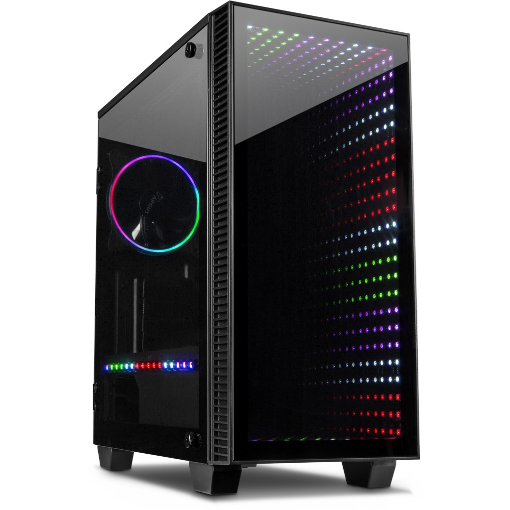 Minitower X-608 Infinity-Micro Gaming Gehäuse ohne Netzteil, USB3/Audio, 120er RGB-Lüfter, schwarz