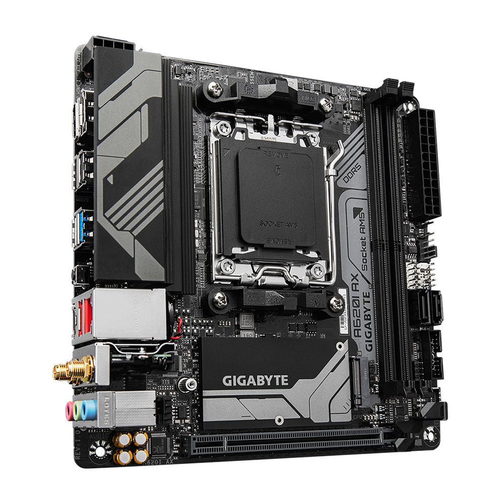 Gigabyte B620I AX - 1.0 Sockel AMD AM5, 2xDDR5 HDMI / DP / GLAN / WLAN / BT, mini-ITX