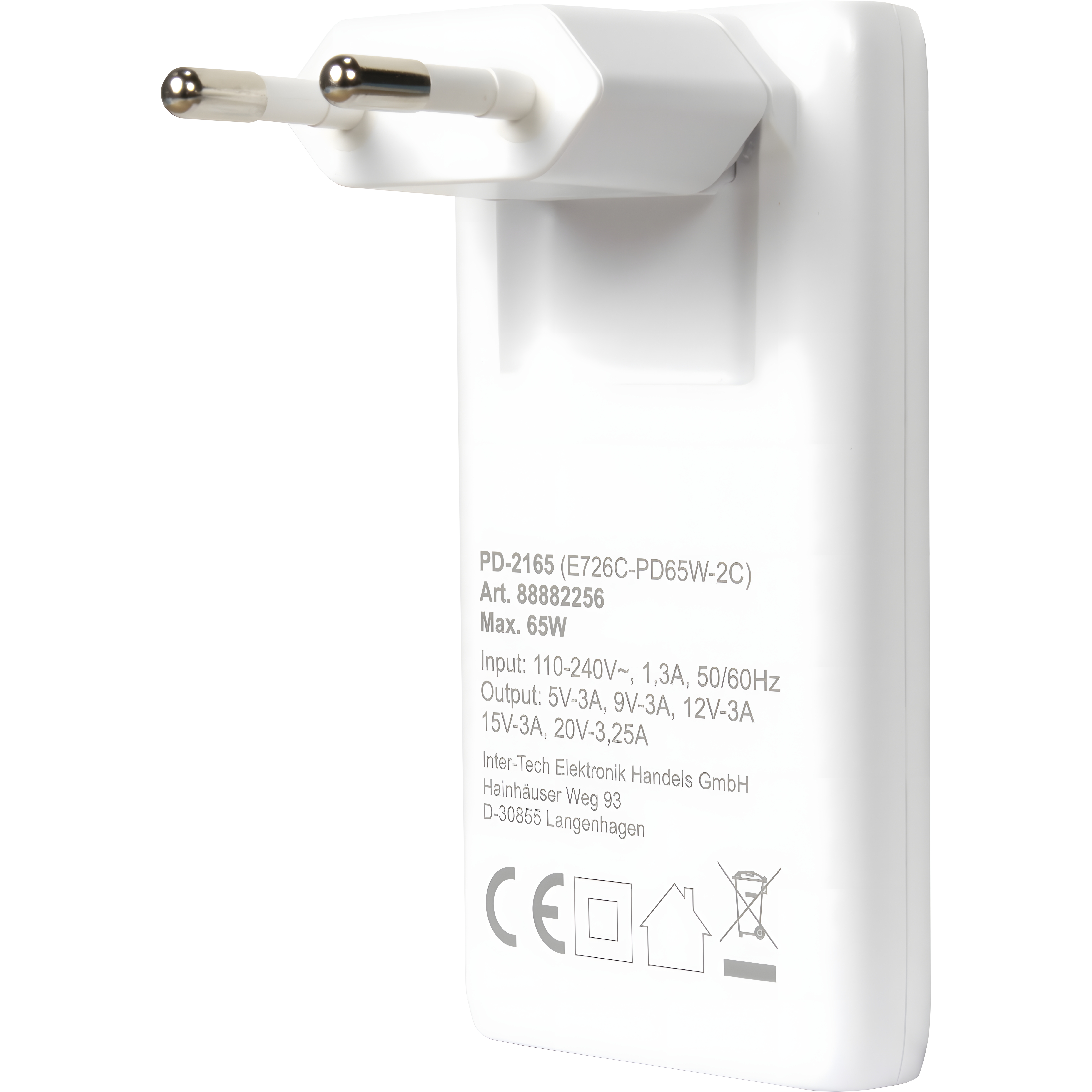 Argus PD-2165 Dual Schnellladegerät Slim (65W) auf 2x USB-C, weiß