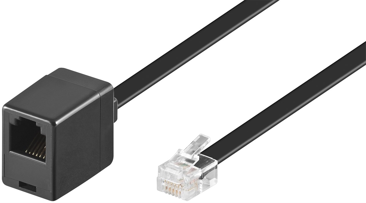 Telefon Modular Verlängerungskabel RJ12 Stecker/Buchse 6P6C, 6 Meter, schwarz Telefon Modular Verlängerungskabel RJ12 Stecker/Buchse 6P6C, 6 Meter, schwarz