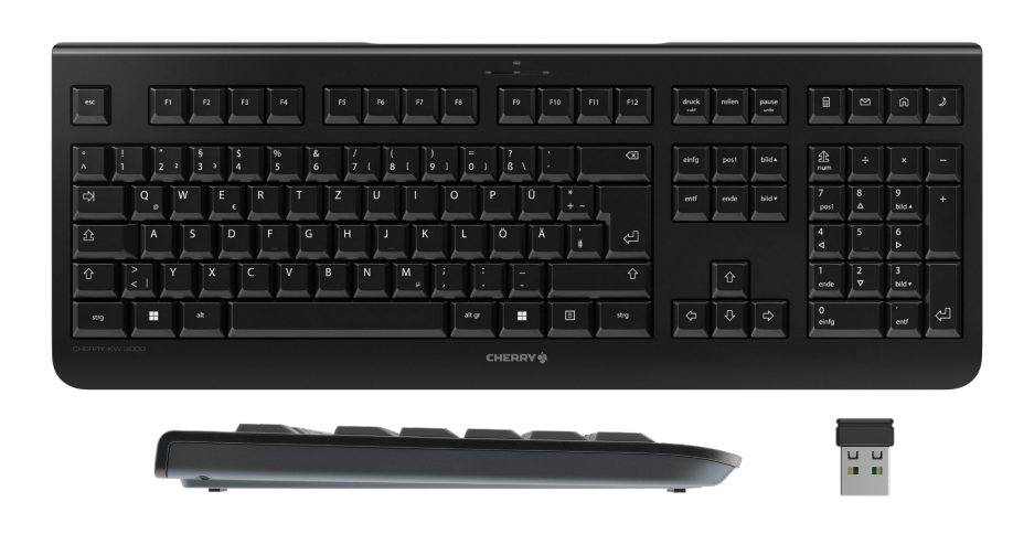 Cherry JK-3000DE-2 Silent Wireless Tastatur USB, deutsch, schwarz Cherry JK-3000DE-2 Silent Wireless Tastatur USB, deutsch, schwarz