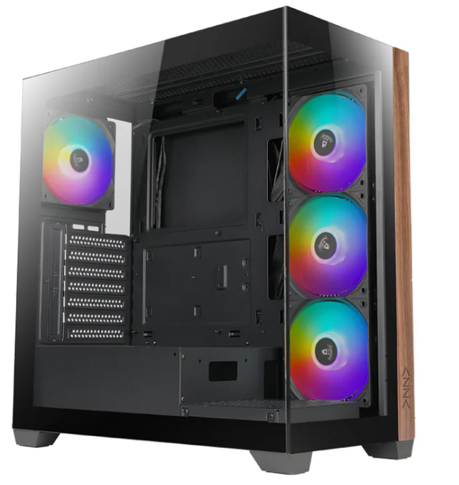 Miditower AzzA Neptun 491 Gaming Gehäuse ohne Netzteil, USB3/Audio, 4x ARGB-Lüfter, schwarz Miditower AzzA Neptun 491 Gaming Gehäuse ohne Netzteil, USB3/Audio, 4x ARGB-Lüfter, schwarz