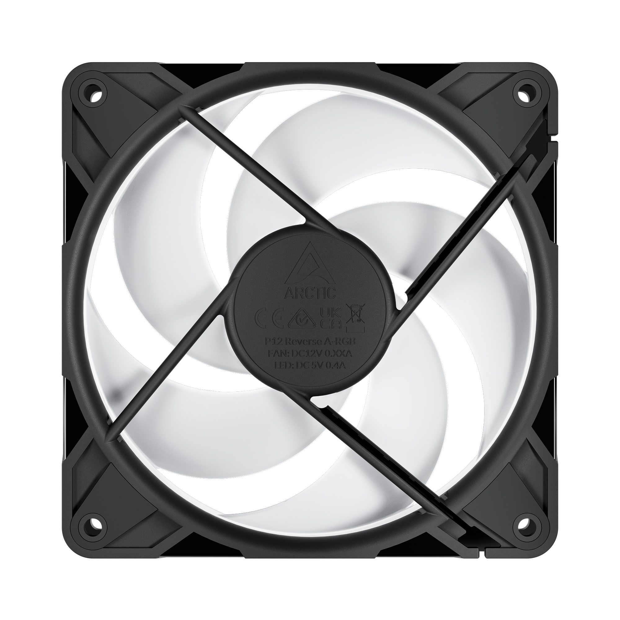 Arctic P12 Pro Reverse A-RGB PC-Lüfter 120x120x25mm 4-pol. PWM-Stecker, schwarz