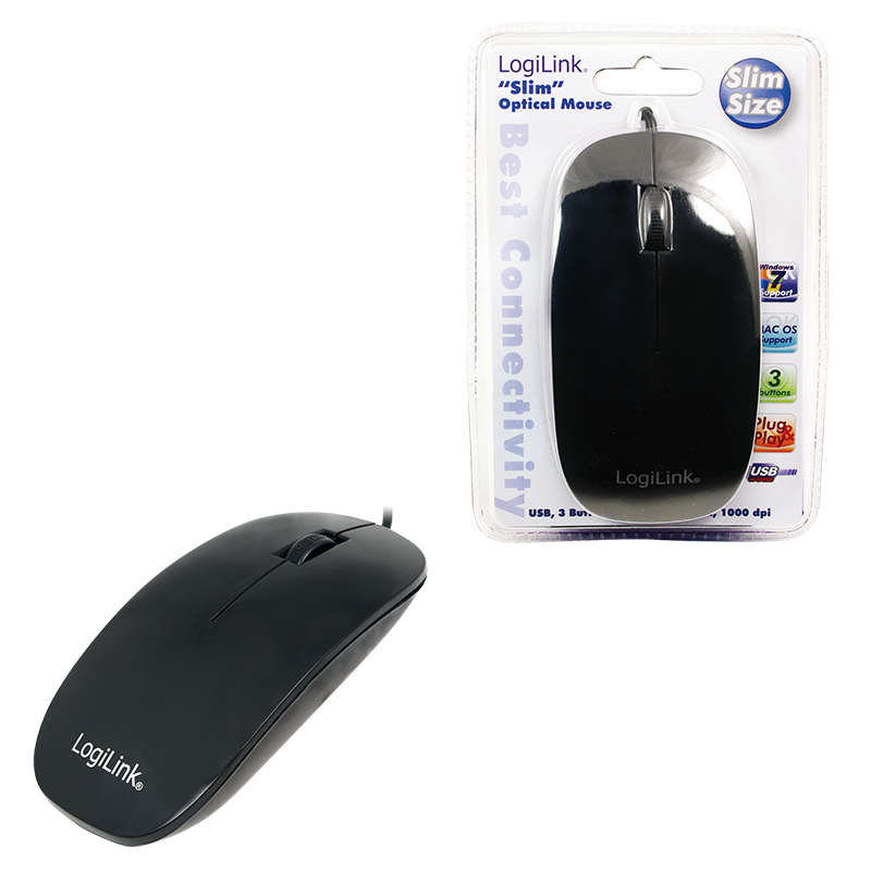 LogiLink Optical Mouse USB, Scrollrad, 3-Tasten, schwarz LogiLink Optical Mouse USB, Scrollrad, 3-Tasten, schwarz