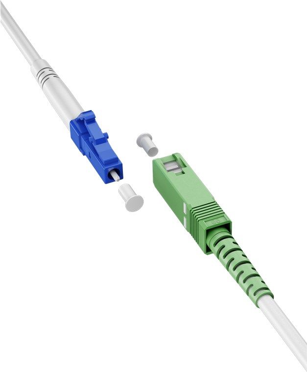 SC/LC - 0,5 m Glasfaserkabel (FTTH) LWL Simplex Kabel (OS2), SC/APC 8 ...
